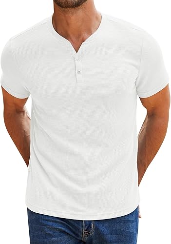 White Waffle Henley T-Shirt
