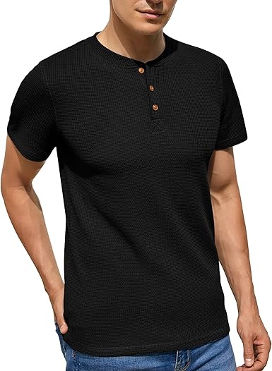 Black Waffle Henley T-Shirt