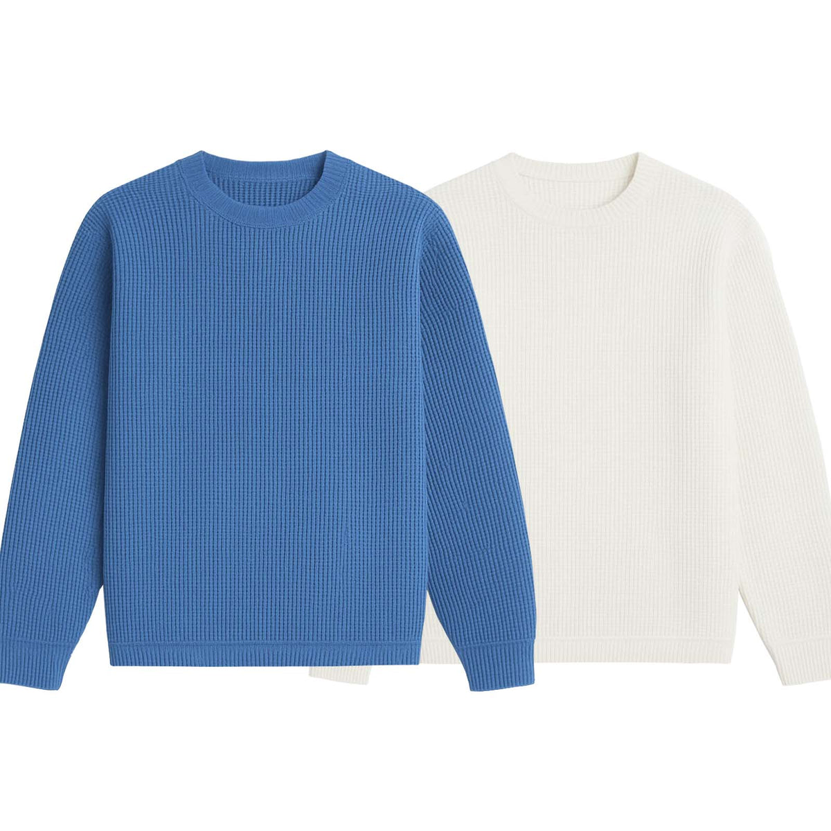 Pack of 2 Oversized Waffle Knit Sweatshirts | Steel Blue & White