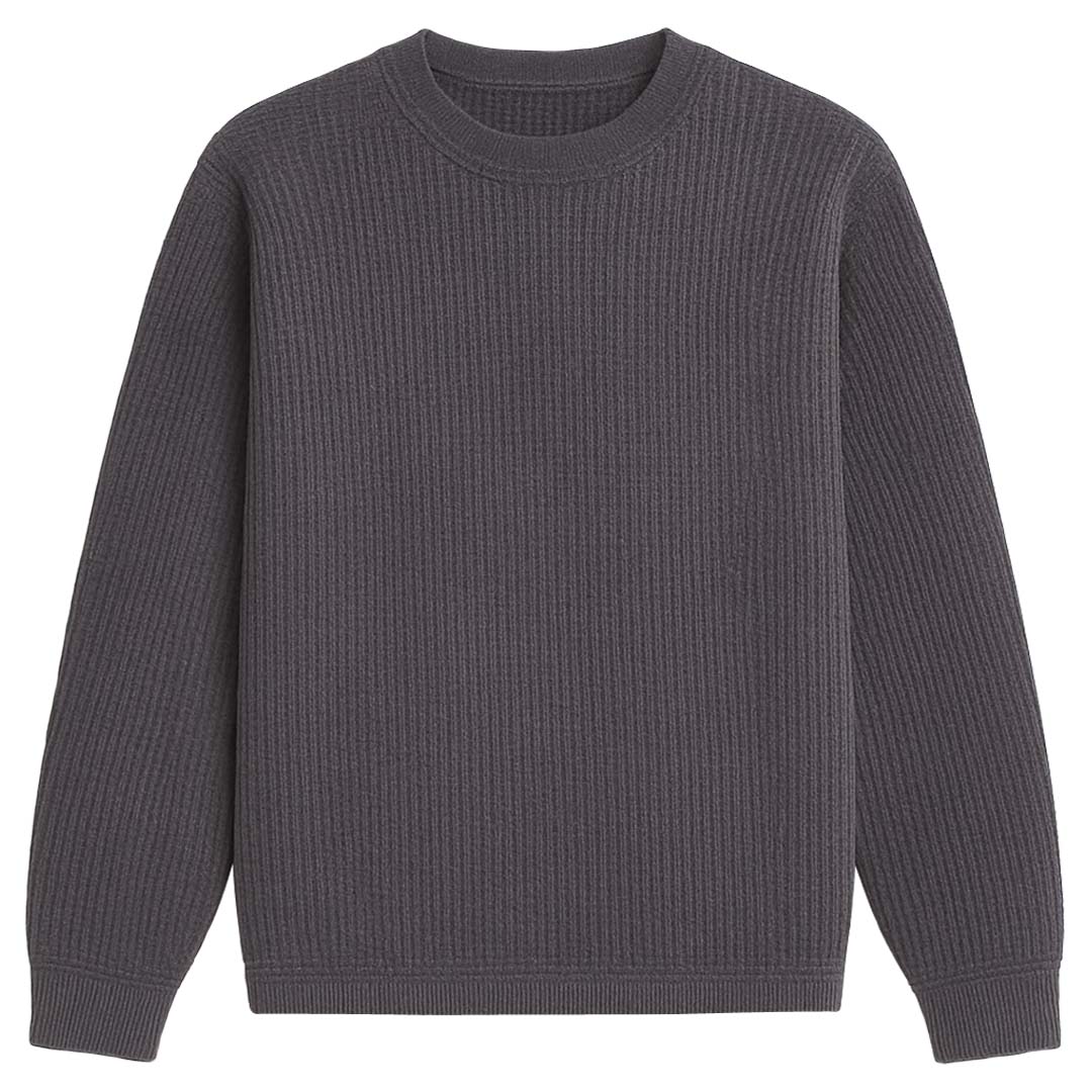 Charcoal Oversized Waffle Knit Sweatshirt