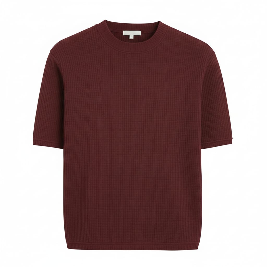 MAROON WAFFLE KNIT T-Shirt