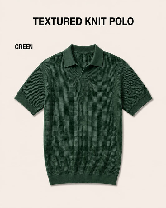 Waffle Johnny Collar T-Shirt – Green