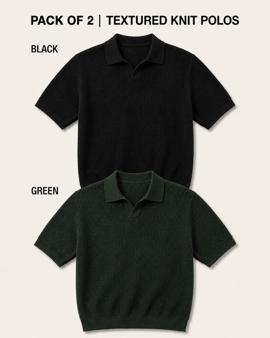 Pack of 2 Johnny Collar Polos – Black & Green