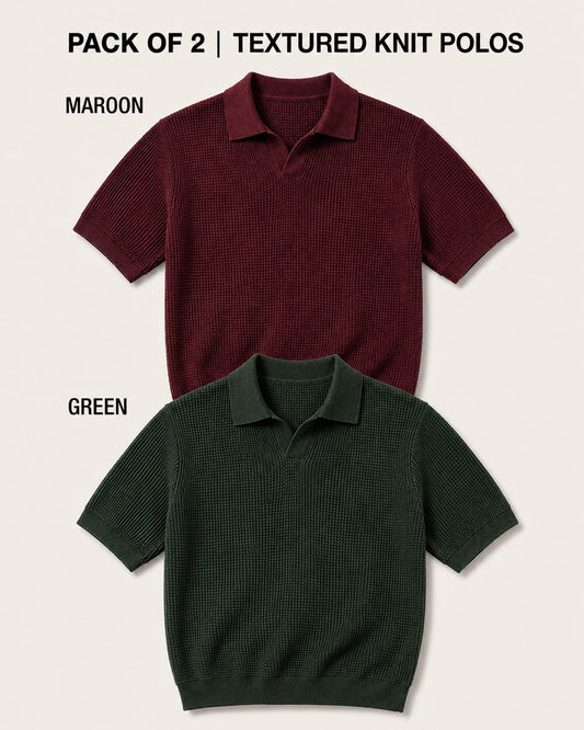 Pack of 2 Johnny Collar Polos – Maroon & Green