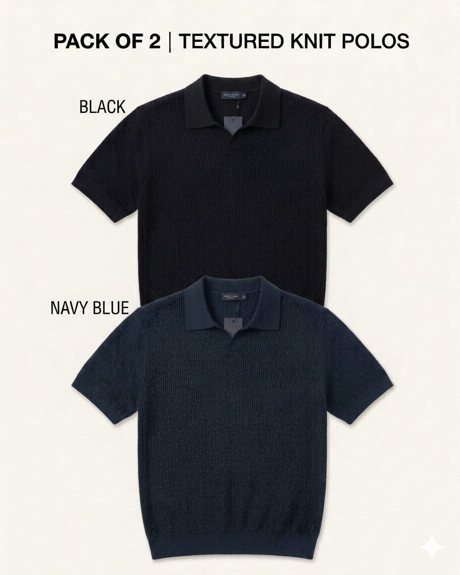 Pack of 2 Johnny Collar Polos – Black & Navy Blue